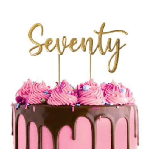 Seventy Gold Metal Cake Topper - Click Image to Close